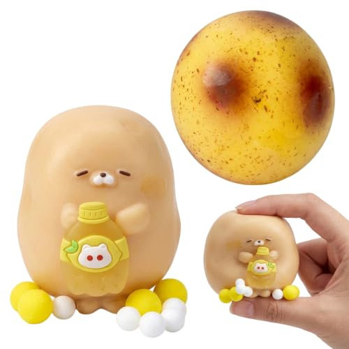 2 PCS Potato Squishy, Mash Potato Squishys , Stress Ballss for Peoples Emotion Relief,Desk Fidget Tools for Office Workers, Two Pack with 7.5 cm Seal Shaape and 6 cm Round Shape Squishy Tools