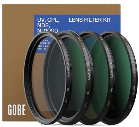 Gobe - Kit filtri per obiettivi 46 mm UV, polarizzatore circolare (CPL), ND8, ND1000