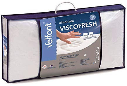 Velfont - Almohada viscoelástica Perforada Viscofresh con Doble Funda 100% algodón Termo-regulador (75 cm)