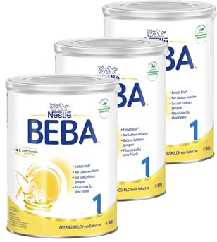 BEBA 1 Anfangsmilch von Geburt an, Babynahrung, nur Laktose, ohne Palmöl, 3er Pack (3 x 800g)