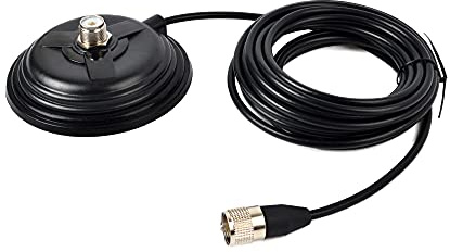 UAYESOK Base de Montaje magnético para Antena HF/VHF/UHF Base de 4,3 Pulgadas (110 mm) con Cable coaxial RG58 de 5 m (16,4 pies) Enchufe PL-259