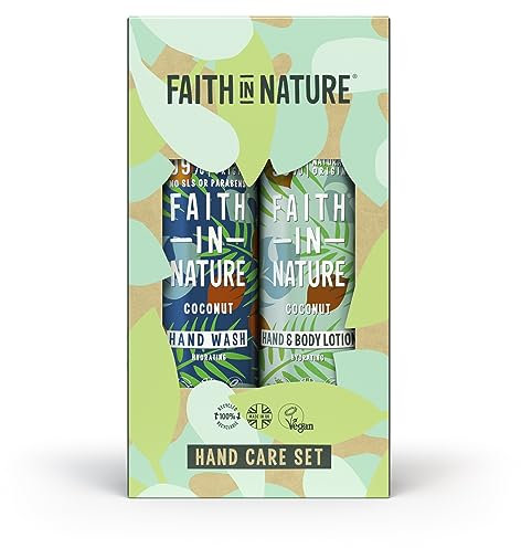 Faith In Nature Natural Coconut Hand Care Gift Set, Vegan & Cruelty Free, No SLS or Parabens, 2 x 400ml