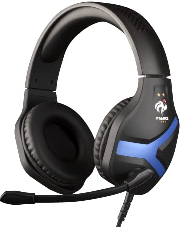 Konix FFF Casque Gaming Filaire pour PS4, PS5, Switch, Xbox One et Series X|S - Microphone 45° - Câble 1,5 m - Prise Jack 3,5 mm - Noir et Bleu