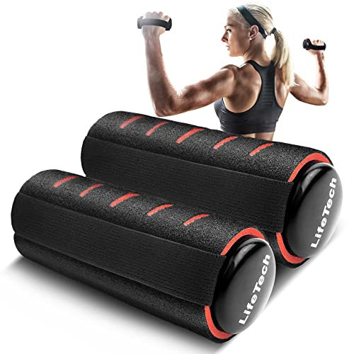 LifeTech Handgewichte zum Gehen, 1,0 kg Hanteln, 2er-Set, mit rutschfester Schaumstoffpolsterung, weicher Griff, Joggen Handgewichte für Fitnesstraining, Cardio-Hanteln, je 1 kg, Schwarz und Rot