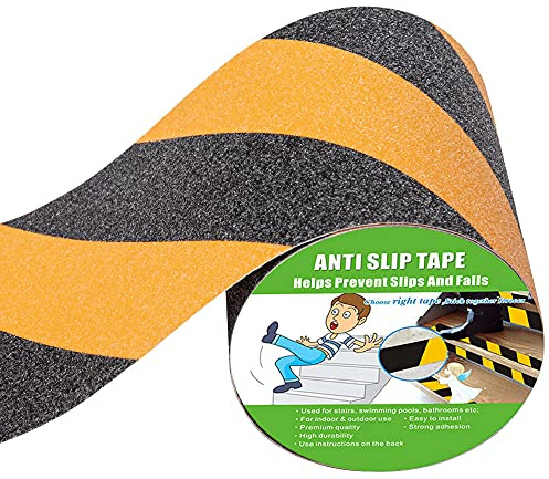 Anti Slip Tape, High Traction, Strong Grip Abrasive, Not Easy Leaving Adhesive Residue, Indoor & Outdoor (300MM Width x 5M Long, Black/Yellow)