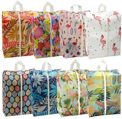 Borsa Per Scarpe, Impermeabile, Antipolvere, Per Viaggi O Casa, Borsa Per Scarpe Con Cordino Per Uomini E Donne, Confezione Da 8 Pezzi, Motivo Tropicale 3, Borse Per Scarpe Da Viaggio Impermeabili