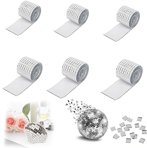 Autocollants Disco en Verre 4 Rouleau Carreaux de Mosaïque Miroir en Verre,Miroir Mosaique Loisir Creatif Autocollant,Mosaique Miroir Adhesif Pour bricolage,décoration intérieure,fabrication de cartes