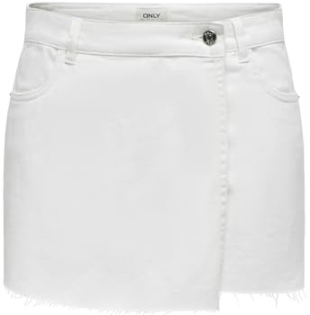 ONLY ONLTexas Life Reg - Pantalones Cortos de Mezclilla para Mujer, Blanco, XXL