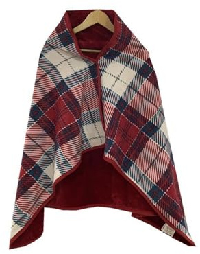 HWJFDC Poncho para Mujer Manta cálida a Cuadros con Chal con Botones, cobija vestible for hogar, Oficina, Viaje, Mantas Suaves de Lana for Invierno(31354-6,100x140cm)