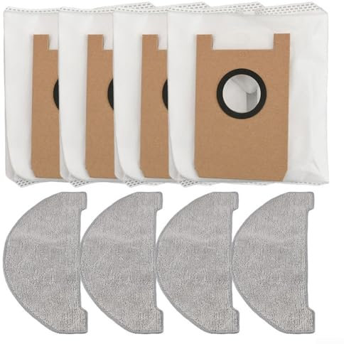 Juego de trapos de repuesto y bolsa de polvo para Ultenic para robot de barrido T10 Lite, 4 paquetes de paños de microfibra + 4 paquetes de bolsas de polvo