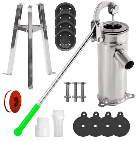 Schwengelpumpe Komplett Set, Handwasserpumpe mit 58 cm Halterung Handpumpe Wasserpumpe Gartenpumpe Edelstahl Haushalt Grundwasserpumpe Brunnen Seglerpumpe für Gartenhof Hof und Bauernhof
