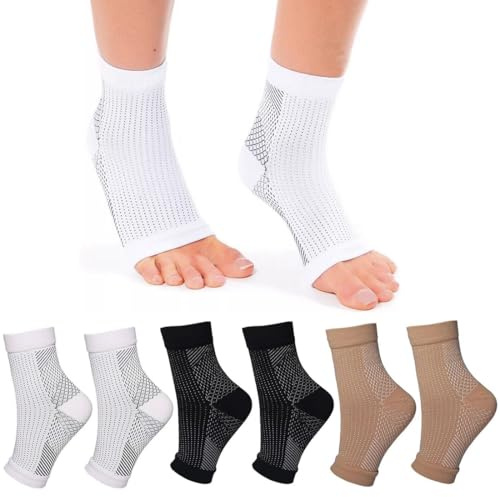 GGUFAY 3 Paia Di Calzini A Compressione Per Uomini E Donne, Supporto Per La Caviglia, Supporto Per Il Piede, Calzini A Compressione, Calzini Per Fascite Plantare Per Sport, Fitness, Corsa (S/M)