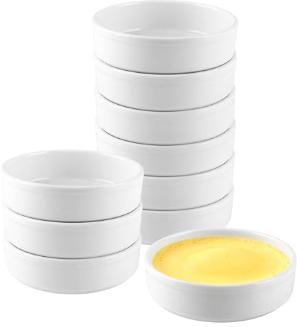 APACALI 10 moldes para cazuelas, 240 ml, de cerámica, para hornear natillas, minipasteles, pudín y salsas