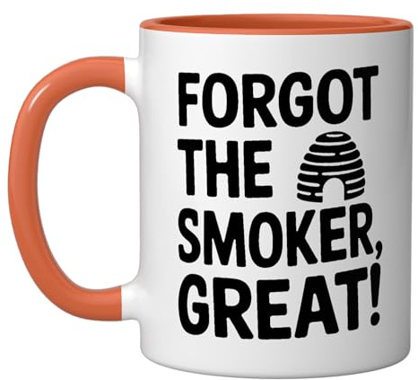 Funny Beekeeping Beekeeper Quote - Forgot The Smoker Ceramic Mug, Orange/White