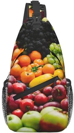 Grönsaksfrukt tryck män kvinnor korsväska diagonalt slunga lätt axel crossbody ryggsäck