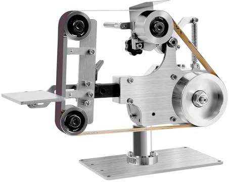 LENJKYYO Bandslipmaskin, elektrisk bandslipmaskin, 220 V 550 W, stationär minibandslip med borstlös motor, bandmaskin som knivslip och tallriksslip för trä/metall