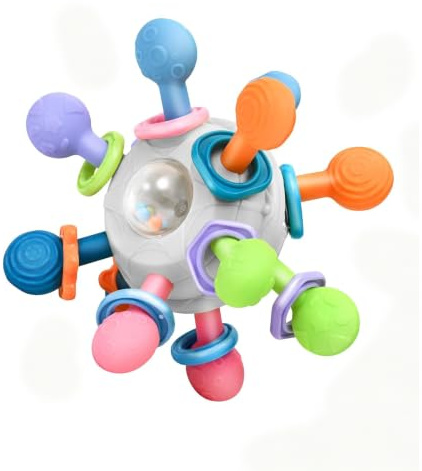 Jouet Dentition pour Bébé – Balle Sensorielle Dès la Naissance 0-3 Mois – Hochet et Jeu d'Éveil – Cadeau Éducatif pour Garçons et Filles 3-12 Mois (1 An)