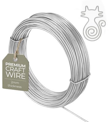 The Bead Shop 2mm Aluminium Craft Wire 12 Gauge - 5m (16.5ft) Bendable Wire for Jewellery Making, Sculpting, Floral Crafting, Armature, Wrapping, Bike Modelling and More