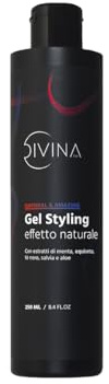 Gel Styling effetto naturale per capelli ricci con estratti di menta, equiseto, tè nero, salvia e aloe Natural&Amazing di DIVINA BLK (250ml)