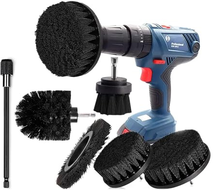 Brosse Nettoyage Perceuse 6PCS, Brosse Nettoyage Roue pour Jantes, Tapis, Carrelage, Baignoire, Briques, Sol (Noir)