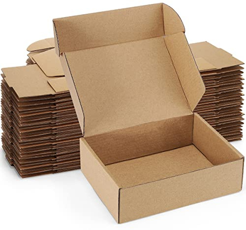 Poever Shipping Boxes 7x5x2 inches Brown Small Mailing Boxes 25 Pack Cardboard Corrugated Box Mailers