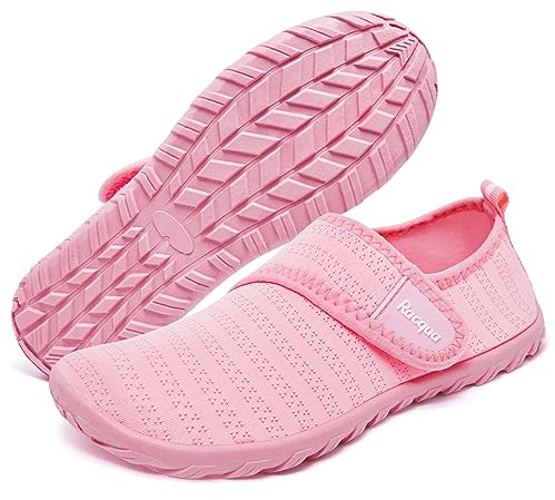 Racqua Girls Water Shoes Kids Quick Dry Barefoot Swim Shoes Lightweight Boating Sport Pool Surfing Water Park Beach Aqua Shoes Big Kid Pink 2