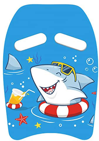 MoKo Swim Kickboard, Cartoon Shark Swimming Training Kick Board Pool Exercise Equipment Promote Natural Swimming Position Water Fun Tool for Kids, Shark Blue