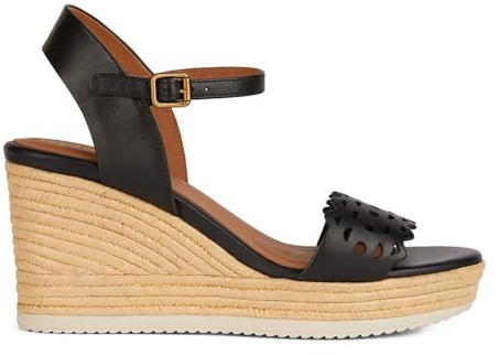 Geox Sandalo da donna D Ponza A Wedge, Nero, 38 EU