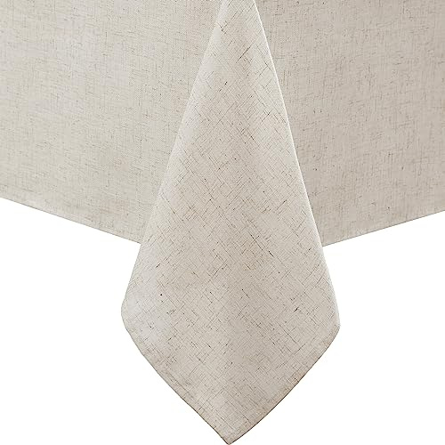 Laura Ashley Dothan Luxury Linen Blend Tablecloth for Formal Dining, Holiday, Wedding or Party, 60 x 102, Taupe
