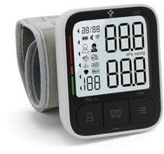 Blood Pressure Monitor for Wrist. LCD Display. CE Certified BP Machine. Premium Quality. Automatic 1-Touch Apparatus. 1-Size fits All, Comfortable Cuff. Clinically validated Equipment for Home use.