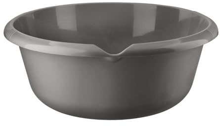 HOMESHOPA Round Plastic Wash Basin, 6 Litre Grey Washing Up Bowl, Multipurpose Portable Kitchen Sink Mixing Bowl, Household Watertub for Home Kitchen Camping Outdoor