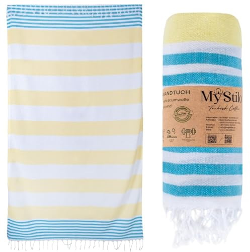 MyStilo® Telo da sauna XXL per hammam, asciugamano grande e morbido, 100 x 180 cm, ad asciugatura rapida, asciugamano da spiaggia di alta qualità, per uomini, donne, yoga e fitness (giallo)