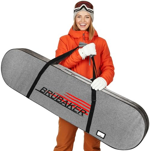 BRUBAKER Snowboardväska Velocity Performance – snowboardförvaringsväska med justerbar bärrem och namnskylt – 170 x 14 x 40 cm – snowboardväska – svart, grå och röd