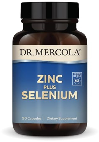 Dr. Mercola Zinc Plus Selenium - Mineral Blend Supplement - for Immune, Brain & Respiratory Support - Contains Zinc Glycinate Chelate & Copper - GMO-Free & Gluten-Free - 90 Capsules (90 Servings)