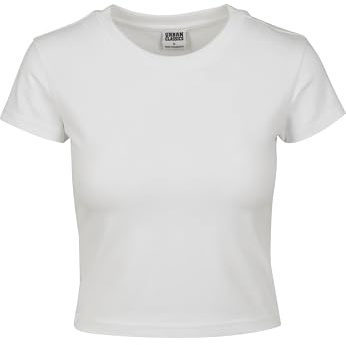 Urban Classics Crop Top Femme en Jersey Souple Femme T-Shirt Manches Courtes Blanc XS