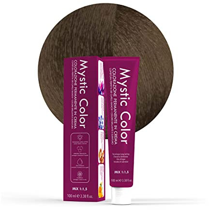 Mystic Color, Tinte para el Cabello, Fórmula Enriquecida con Aceite de Argán y Caléndula, Coloración Permanente en Crema de Larga Duración, Rubio Oscuro Intenso 6.0, 100 ml