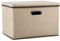 Prandom Storage Boxes with Lids Large,Collapsible Linen Fabric Storage Box,Decorative Bins,Really Useful Box,Clothing Storage,Stackable,45x30x30cm,Khaki[1-Pack]