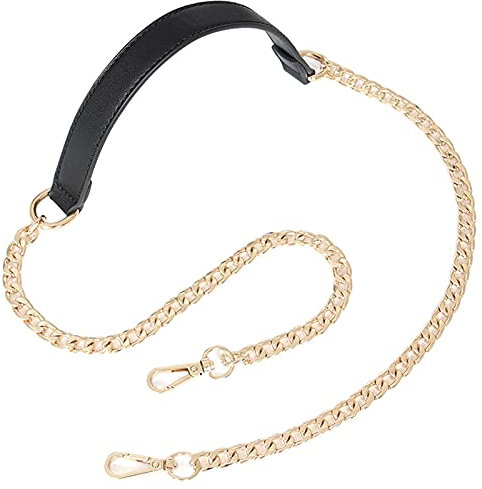 Kette Taschengurt 120cm Griff Tasche Kette Riemen Handtaschen Metall Ketten Geldbeutel Schultergurt Metall PU Leder Ersatzkette für Geldbörse Handtaschen DIY Zubehör Gold