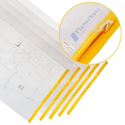 Axis Line Planschutztaschen DIN A3, DIN A0, DIN A1, DIN A2, DIN A4, 700 x 1200, 900 x 1400, 1000 x 1350 für Baupläne & Zeichnungen, Planschutzfolie, Planschutzhülle (320 x 440mm 10er Pack DIN A3)