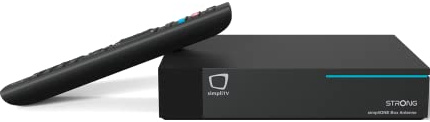 Simplione STRONG SRT-4250 Streaming Box Antenna DVBT Ricevitore (4K UHD, registrazione/restart/replay, Live TV, Google Play Store, YouTube, Prime Video, UVM)