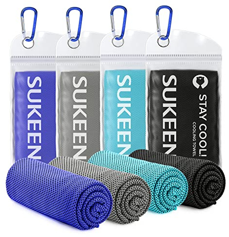 Sukeen Cooling Towel Neck & Face (40''x12''),Ice Towel,Soft Breathable Chilly Towel,Microfiber Yoga,Sport,Running,Gym,Workout,Camping,Fitness,Workout & More Activities，Blue/Grey/Royal Blue/Black