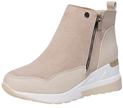 generico Stivali casual Stivali Cunei da donna Scarpe corte corte Pulsh Zeppe Warm Zipper Fashion Flock Stivali termici da donna Stivali Da Equitazione Invernali (Beige, 40)