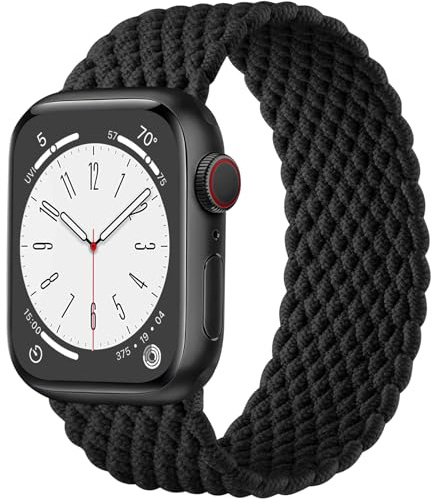 Zedoli Flätad soloslinga kompatibel med Apple Watch Band 38 mm 40 mm 41 mm 42 mm 44 mm 45 mm 49 mm kvinnor män, stretchig nylon solace sport elastisk rem för iWatch serie 9 8 7 6 5 4 3 2 1 SE