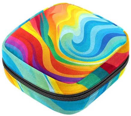 Sacchetto di immagazzinaggio del tovagliolo sanitario,Borsa mestruale,Sacchetto del cuscinetto,Arcobaleno delle strisce colorate,Sacchetto di periodo