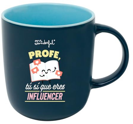 Mr. Wonderful - Tasse en céramique - Profe, tu es influenceur - 250 ml - Tasse originale à offrir - Réutilisable - Passe au micro-onde et lave-vaisselle