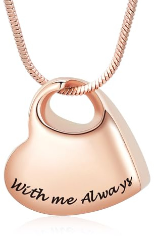 Minicremation Collana a forma di urna a forma di cuore in acciaio inox con me sempre Keepsake Memorial ciondolo medaglione cenere, gioiello per donne e uomini, Acciaio inossidabile, Nessuna pietra