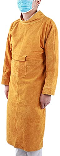 Chaquetas de Soldadura para Hombres, Delantal de Protección Laboral para Soldador de Seguridad Delantal de Soldadura Delantal de Piel de Vacuno de Soldadura Ignífuga Resistente