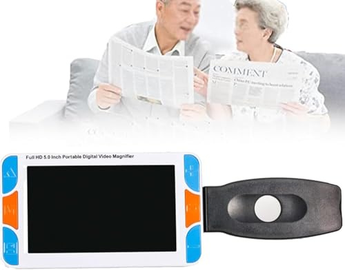 Schermo LCD da 5 pollici, lente d'ingrandimento digitale, schermo LCD HD, ausilio elettronico per la visione visiva, 26 modalità di colore, manico pieghevole per ipovisione