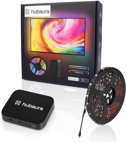 HUBAURA Sync Box rétroéclairage HDMI 2.0 ruban led synchronisation image, ruban led pour tv 42 à 88 pouces (50-55 pouces)