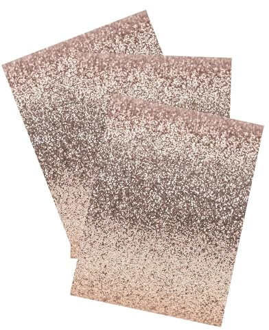 10 x A4 Rose Gold Glitter Card Sheets – 210gsm Non-Shed Glitter Cardstock for Card Making – Craft Glitter Paper Compatible with Die-Cutting Machines – Sparkly Craft Supplies
